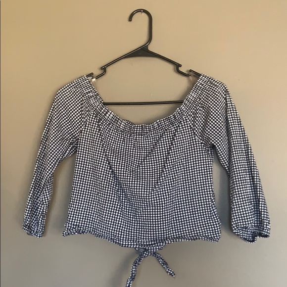 Gingham Off Shoulder Crop Top - Picture 2 of 3